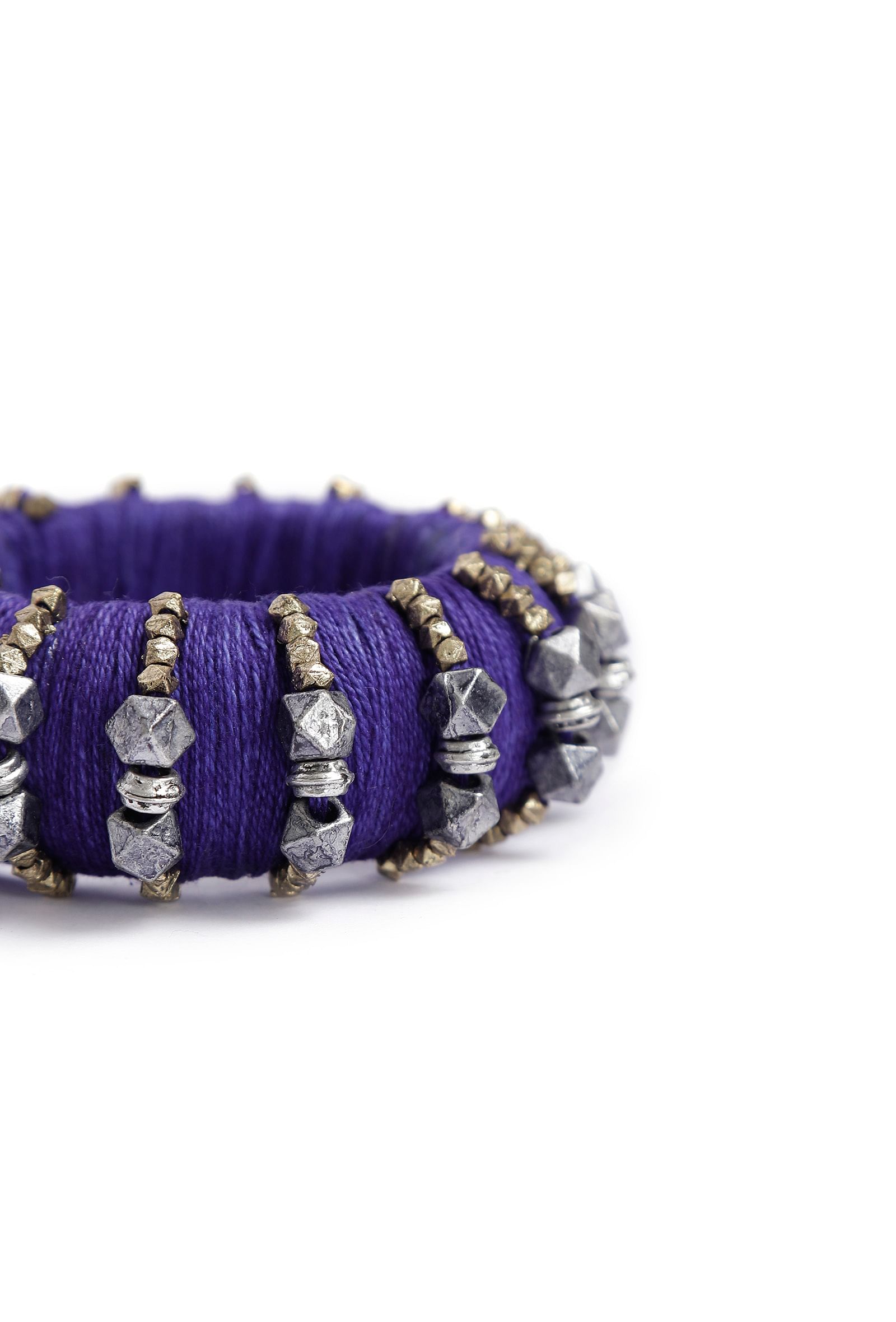 Indigo Blue Thread Wooden Bangles
