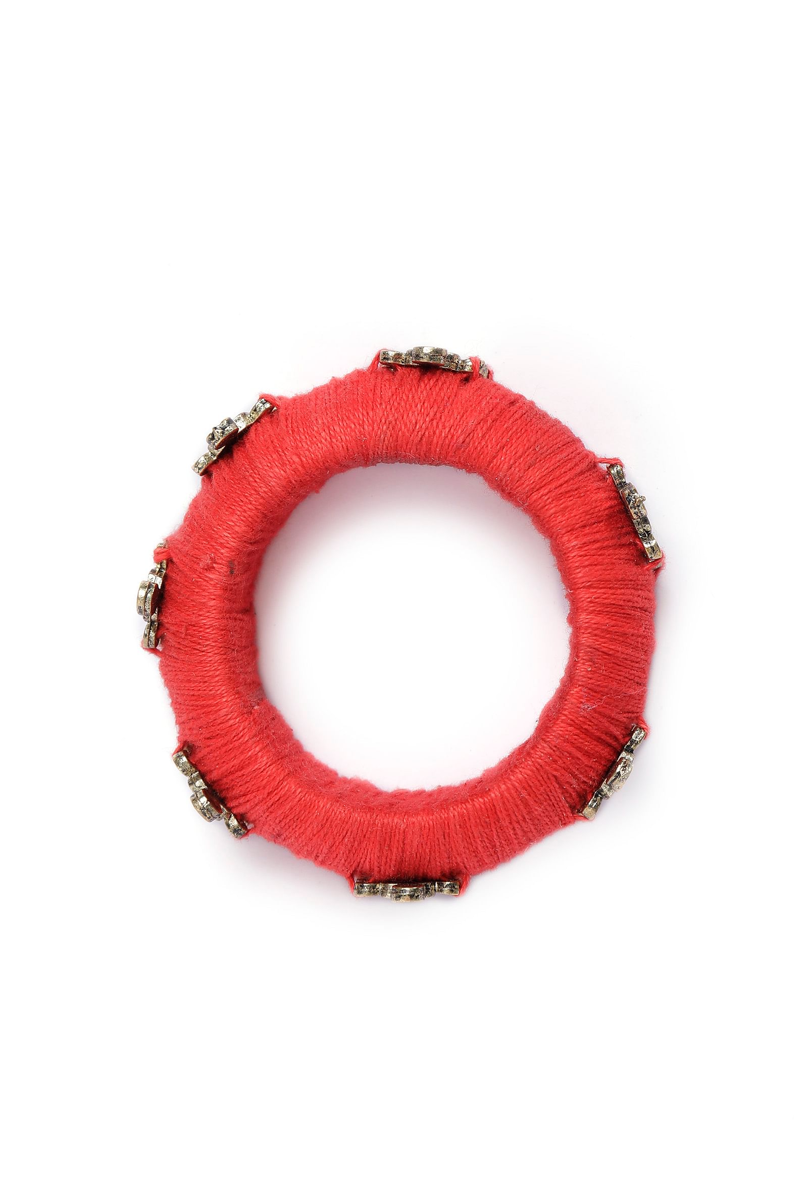 Tangerine Orange Thread Wooden Bangles