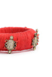 Tangerine Orange Thread Wooden Bangles