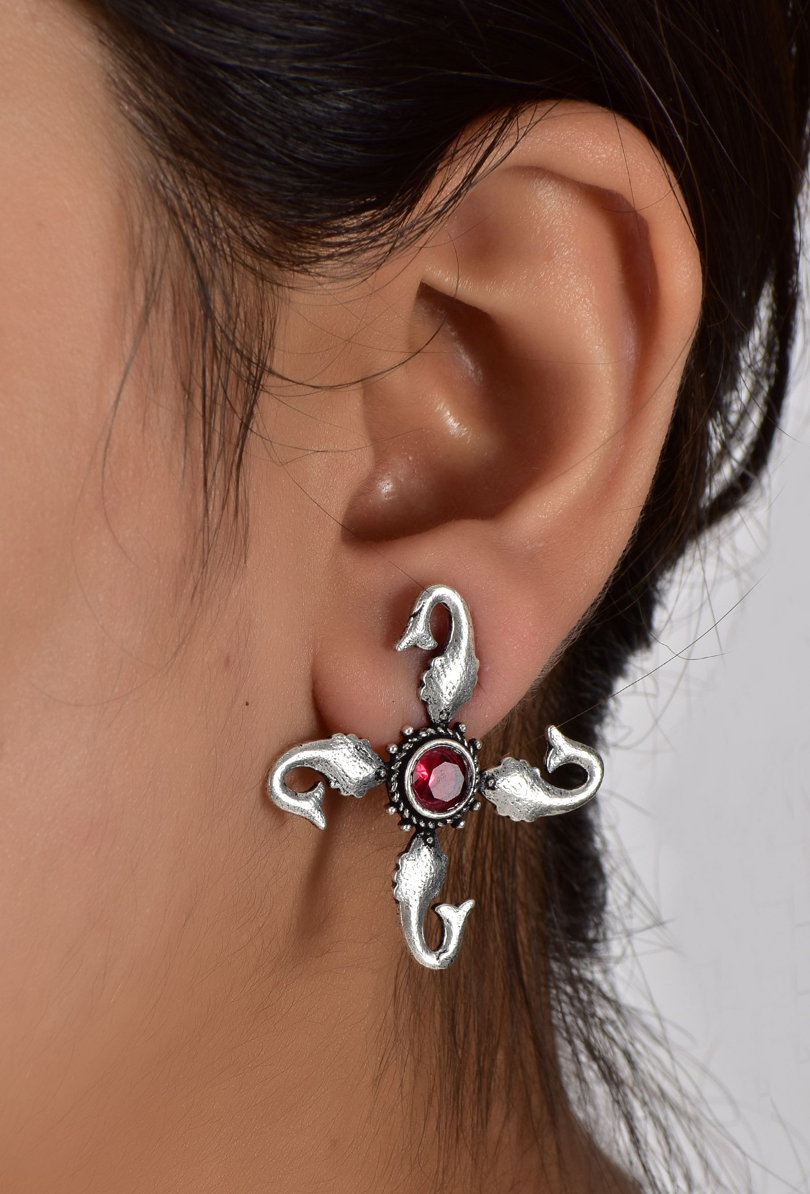 Rose Pink Brass Earrings