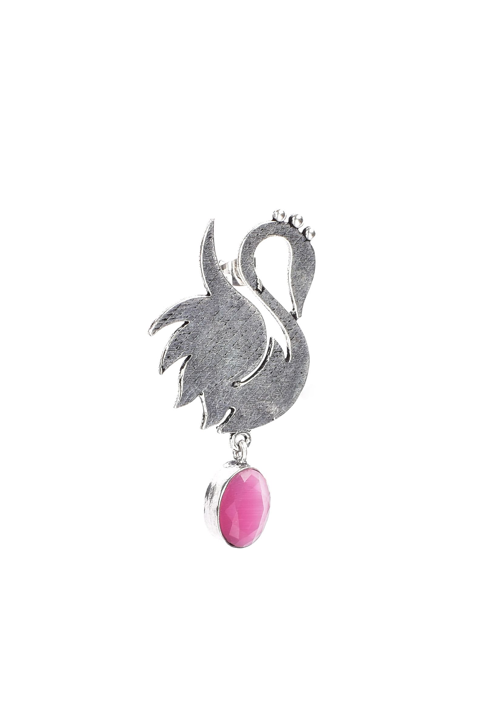 Swan Pink Brass Earrings