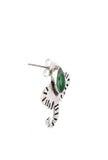 Elephant with Green Stone Brass Earrings