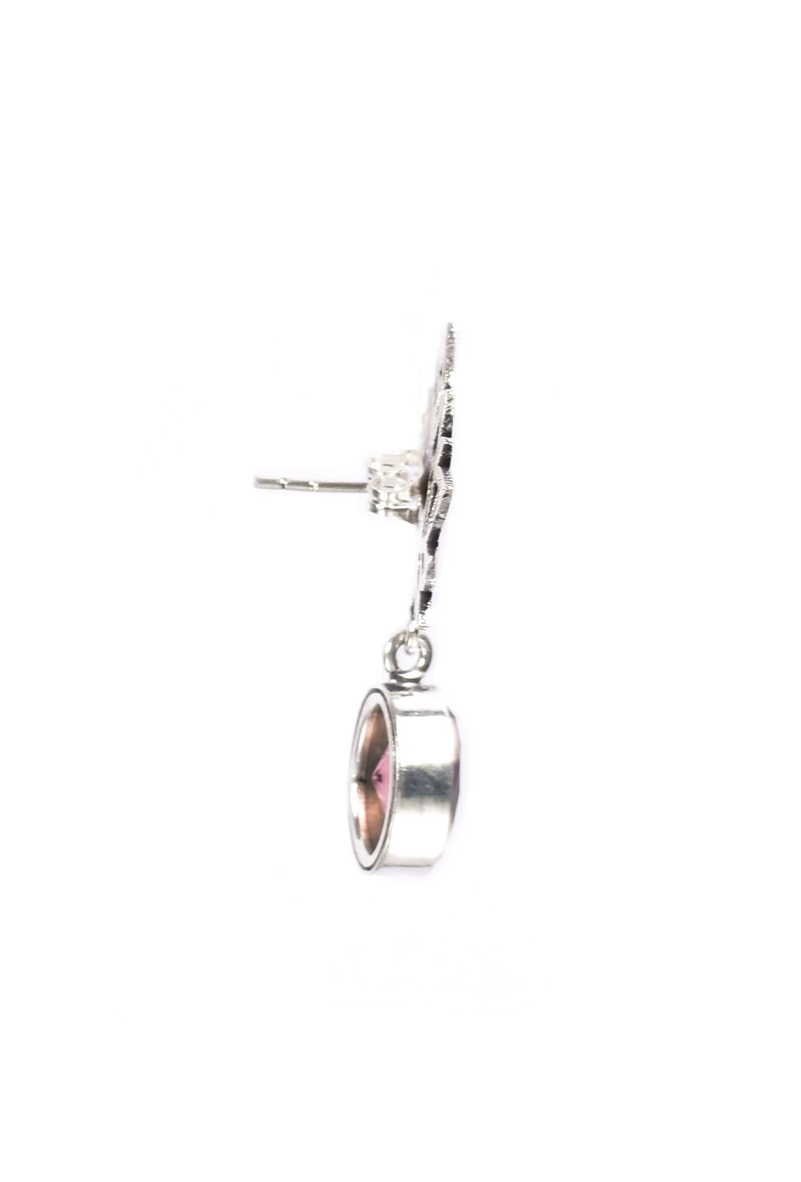 Lotus Light Pink Brass Earrings