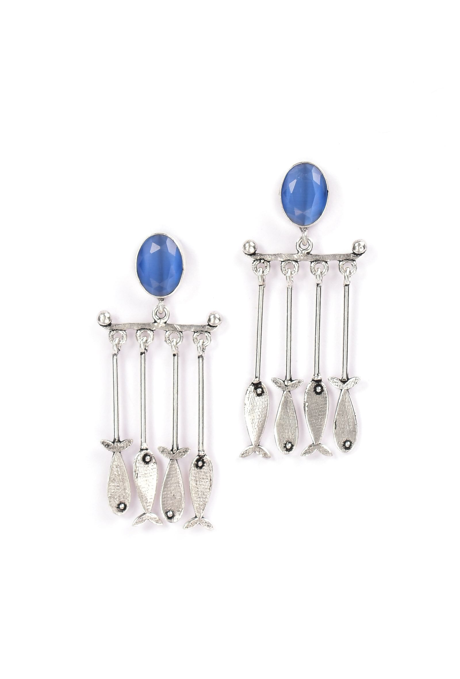 Marine Blue Brass Earrings