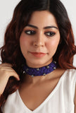 Violet Thread & German Silver Tribal Choker With Beads