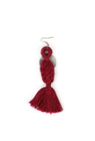 Red Thread & German Silver Tribal Earrings With Coin