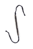 Set Of 2: Zue Black Thread & Antique Plated Brass Beaded Anklets