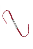 Set Of 2: Zinal Maroon Thread & Antique Plated Brass Beaded Anklets