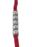 Set Of 2: Zinal Maroon Thread & Antique Plated Brass Beaded Anklets