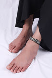 Set Of 2: Yashvi Black Thread & Antique Plated Brass Beaded Anklets