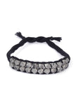 Set Of 2: Yashvi Black Thread & Antique Plated Brass Beaded Anklets