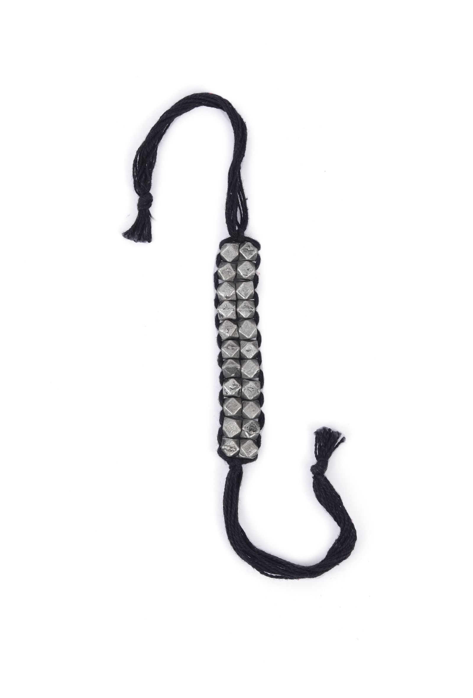 Set Of 2: Yashvi Black Thread & Antique Plated Brass Beaded Anklets