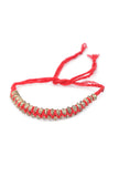 Set Of 2: Diti Red Thread & Antique Plated Brass Beaded Anklets