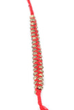 Set Of 2: Diti Red Thread & Antique Plated Brass Beaded Anklets