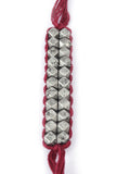 Set Of 2: Achsa Maroon Thread & Antique Plated Brass Beaded Anklets