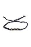 Set Of 2: Amira Black Thread & Antique Plated Brass Beaded Anklets