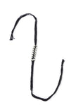 Set Of 2: Amira Black Thread & Antique Plated Brass Beaded Anklets