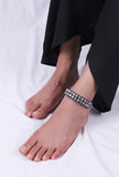 Set Of 2: Iba Purple Thread & Antique Plated Brass Beaded Anklets