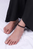 Set Of 2: Nura Brown Thread & Antique Plated Brass Beaded Anklets