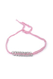 Set Of 2: Nyasia Pink Thread & Antique Plated Brass Beaded Anklets