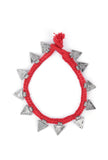 Set Of 2: Shiza Red Thread & Antique Plated Brass Triangular Charm Anklets