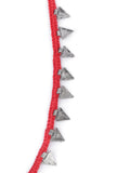 Set Of 2: Shiza Red Thread & Antique Plated Brass Triangular Charm Anklets