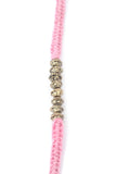 Set Of 2: Ada Pink Thread & Antique Plated Brass Beaded Anklets