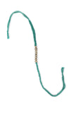 Set Of 2: Aanshi Teal Green Thread & Antique Plated Brass Beaded Anklets