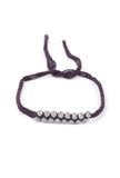 Set Of 2: Ahalya Brown Thread & Antique Plated Brass Beaded Anklets