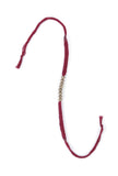 Set Of 2: Garnet Pink Thread & Antique Plated Brass Beaded Anklets
