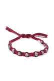 Set Of 2: Ipsha Maroon Thread & Antique Plated Brass Beaded Anklets