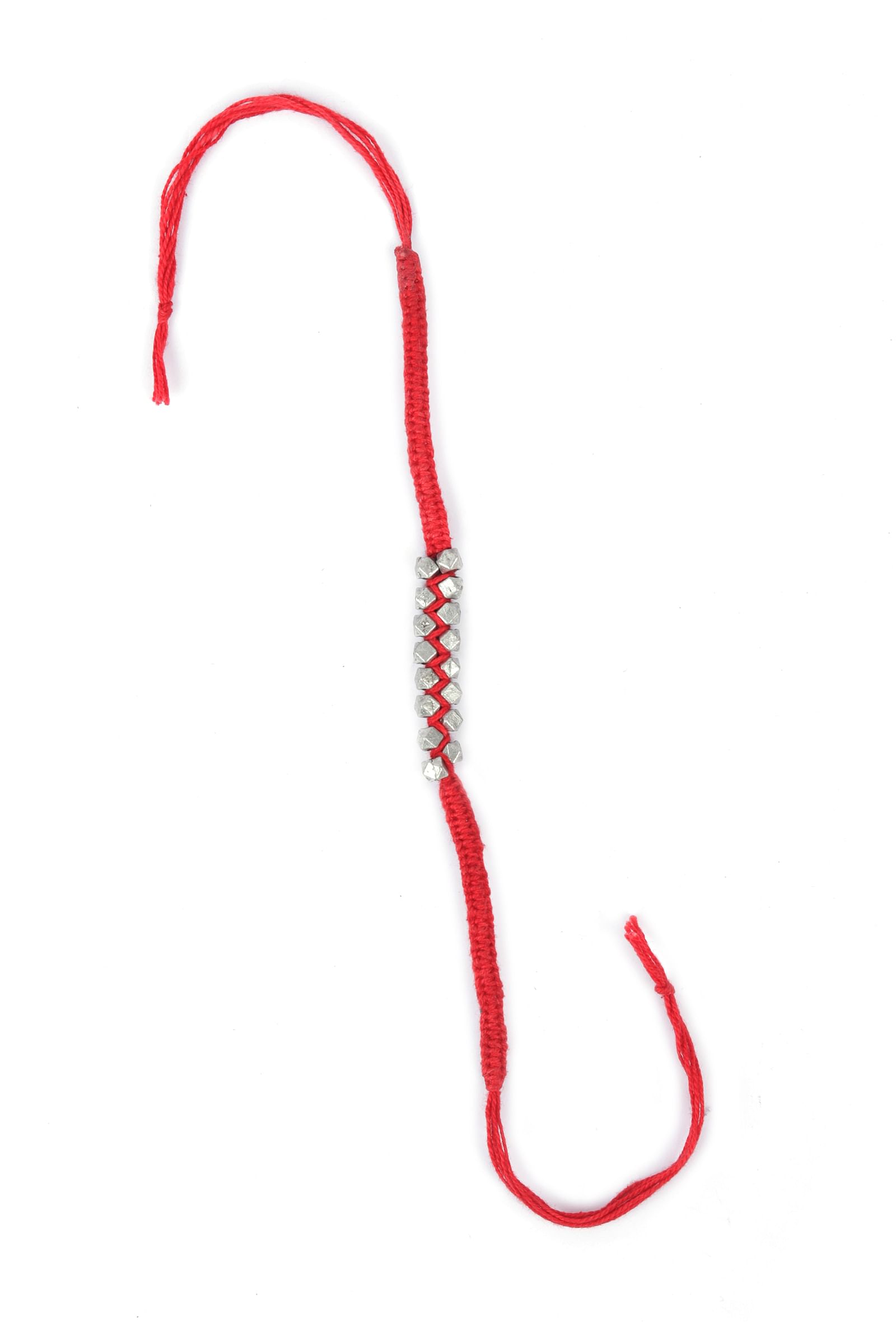 Set Of 2: Lavanya Red Thread & Antique Plated Brass Beaded Anklets