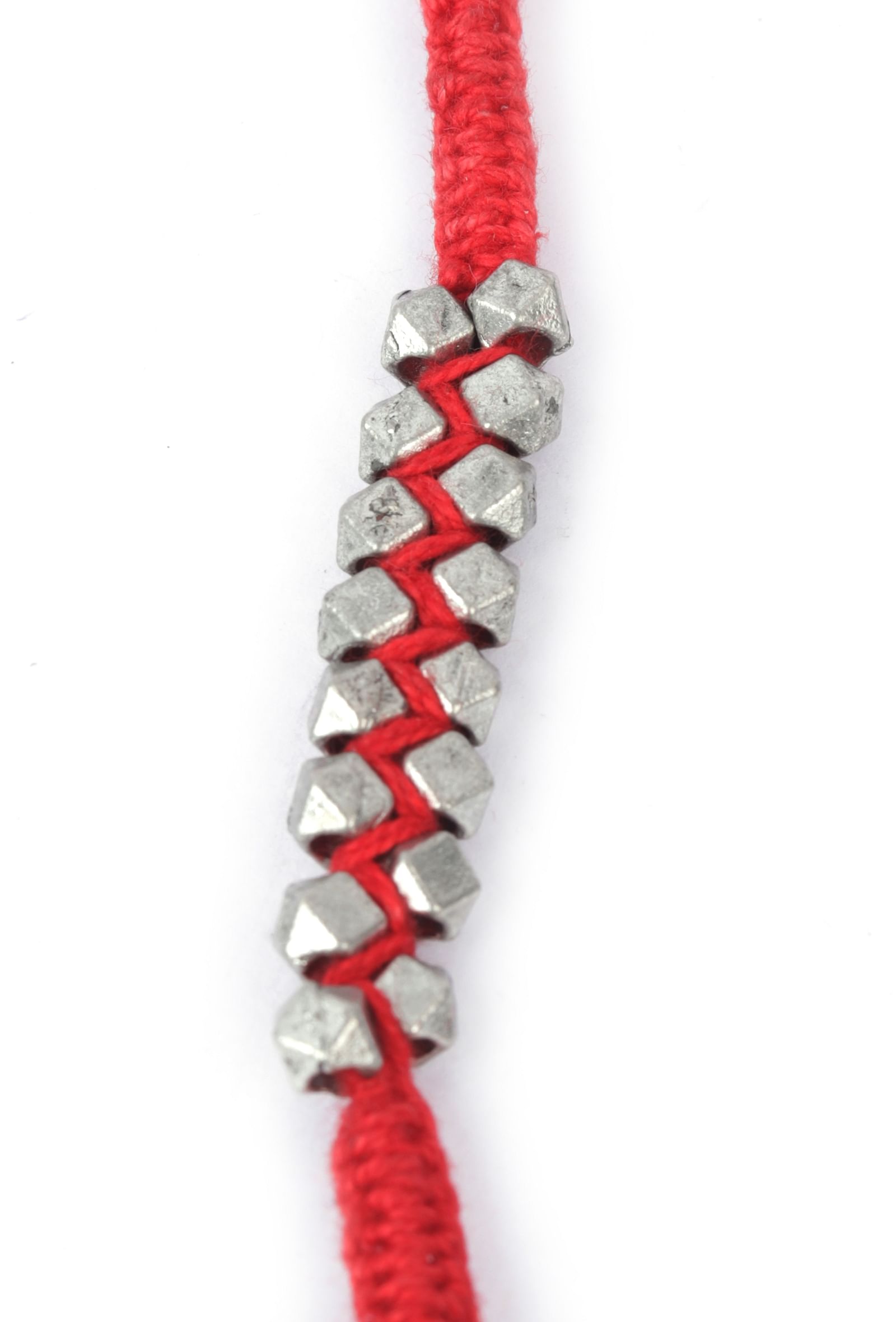 Set Of 2: Lavanya Red Thread & Antique Plated Brass Beaded Anklets
