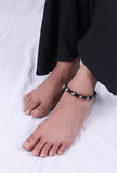 Set Of 2: Lopa Brown Thread & Antique Plated Brass Beaded Anklets
