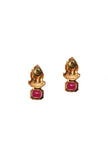Divine Laxmi Devi Necklace With Square Stone Stud Earrings