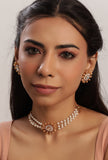 Traditional Round Ethnic Choker With 3-Layer Moti Mala And Earrings