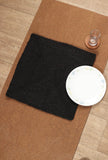 Set Of 4: Black Square Braided Jute Placemats