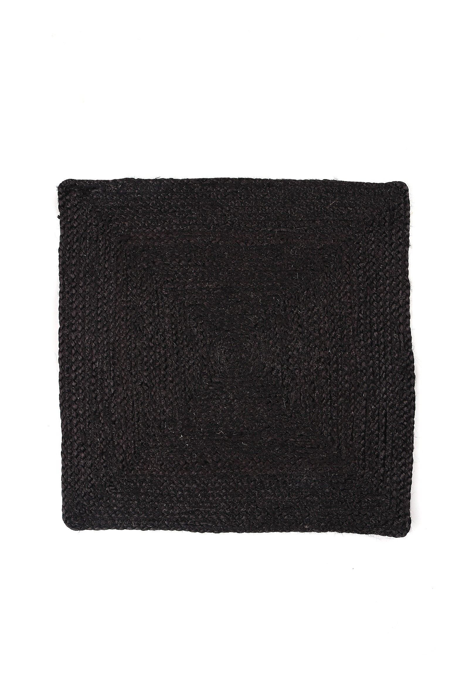 Set Of 4: Black Square Braided Jute Placemats