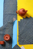 Zig Zag Ajrakh Quilted Runner and 6 Mats