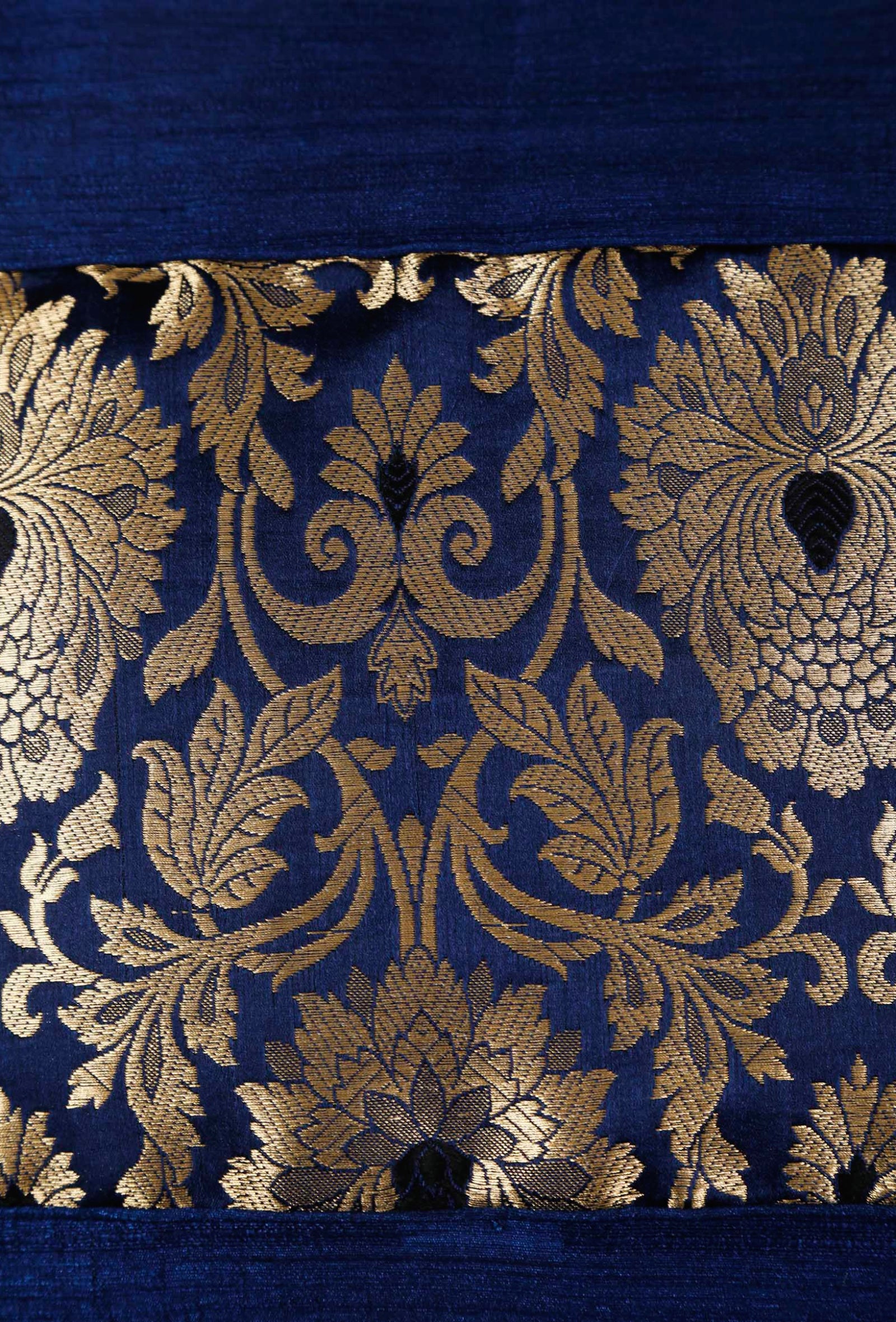 Set Of 2:Royal Blue Brocade Cushion Covers