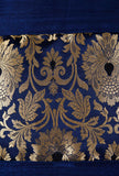 Set Of 2:Royal Blue Brocade Cushion Covers