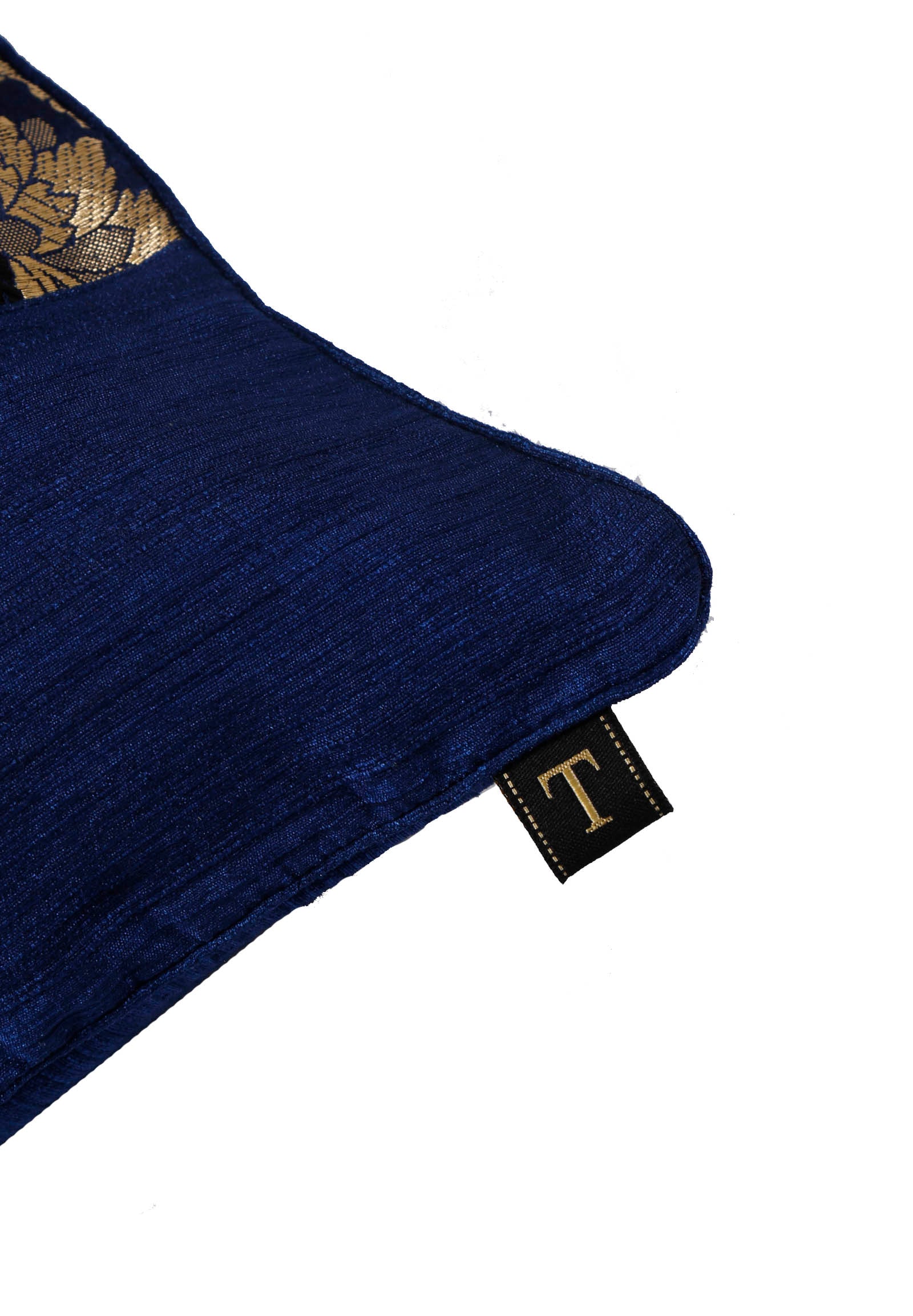 Set Of 2:Royal Blue Brocade Cushion Covers