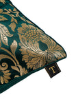 Set Of 2:Green Tassel Brocade Cushion Covers
