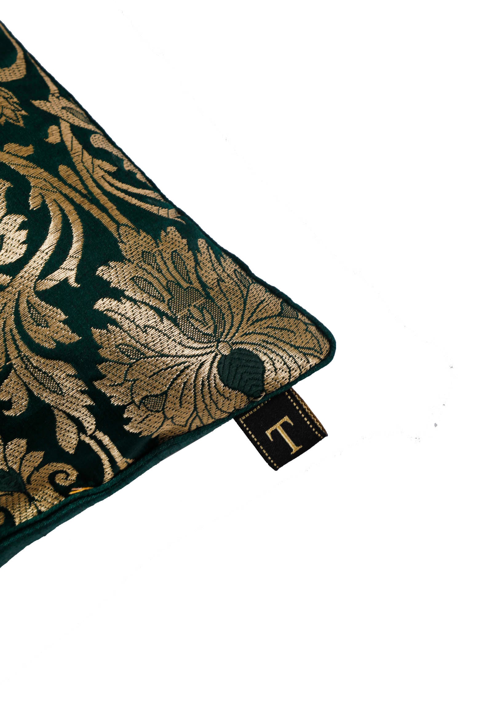 Set Of 2:Emerald Green Brocade Cushion Covers