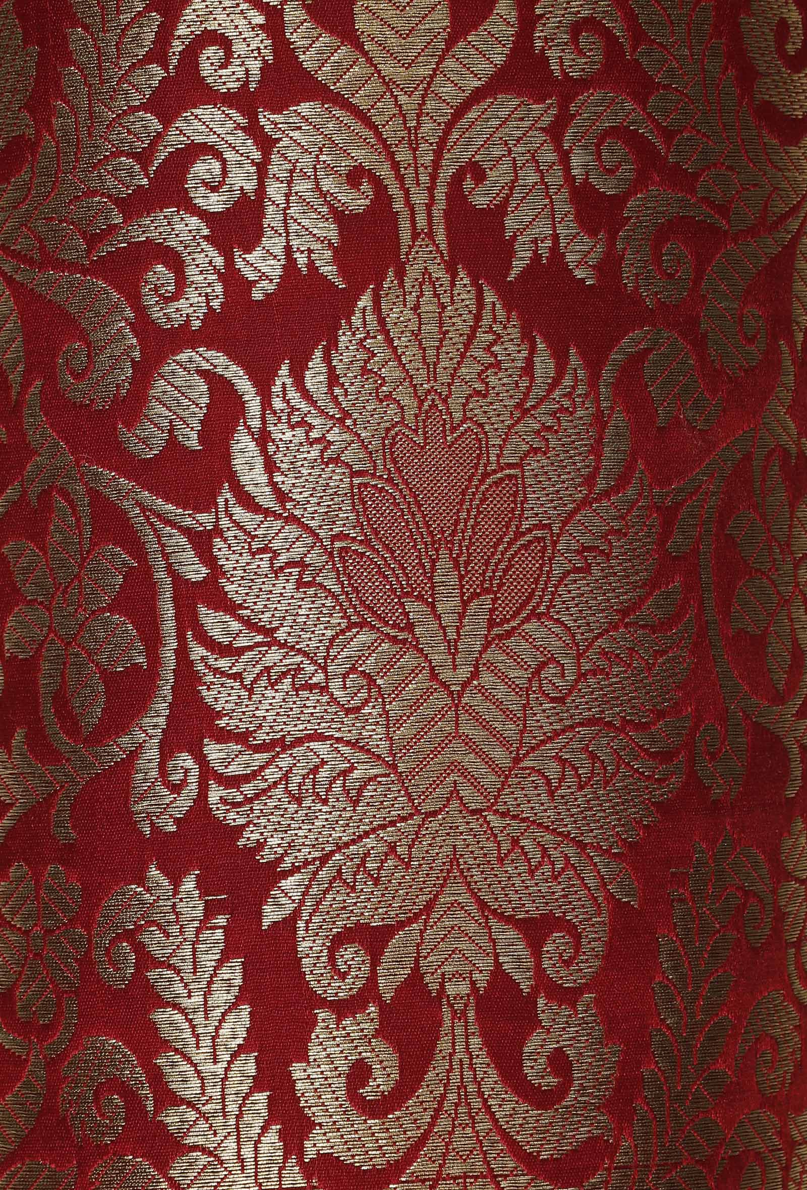 Set Of 2: Deep Red Brocade Bolsters Cover