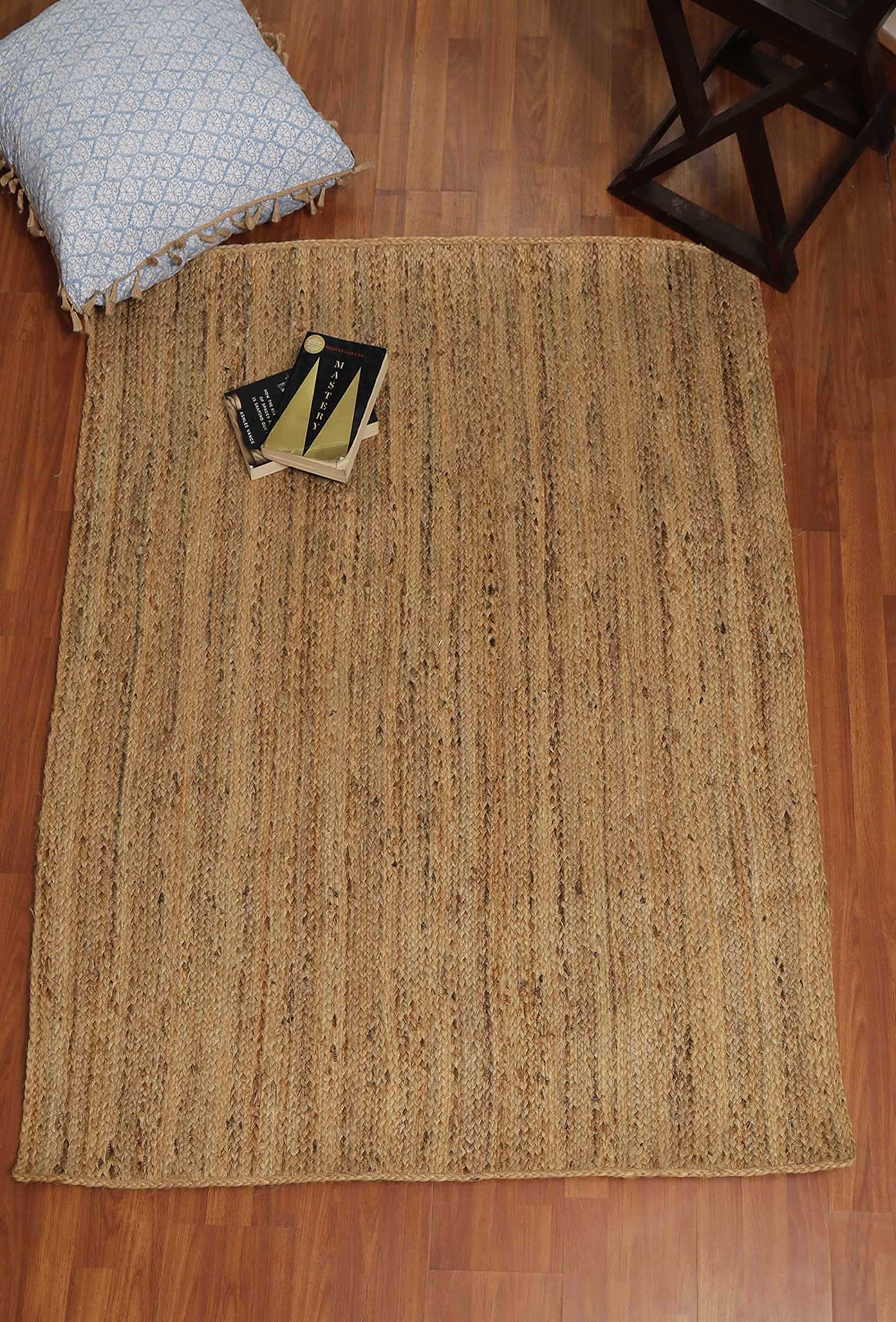 Ena  Rectangle pattern Handcrafted Jute Rug (5x4 ft)