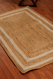 Elena White Stripe Rectangle pattern Handcrafted Jute Rug