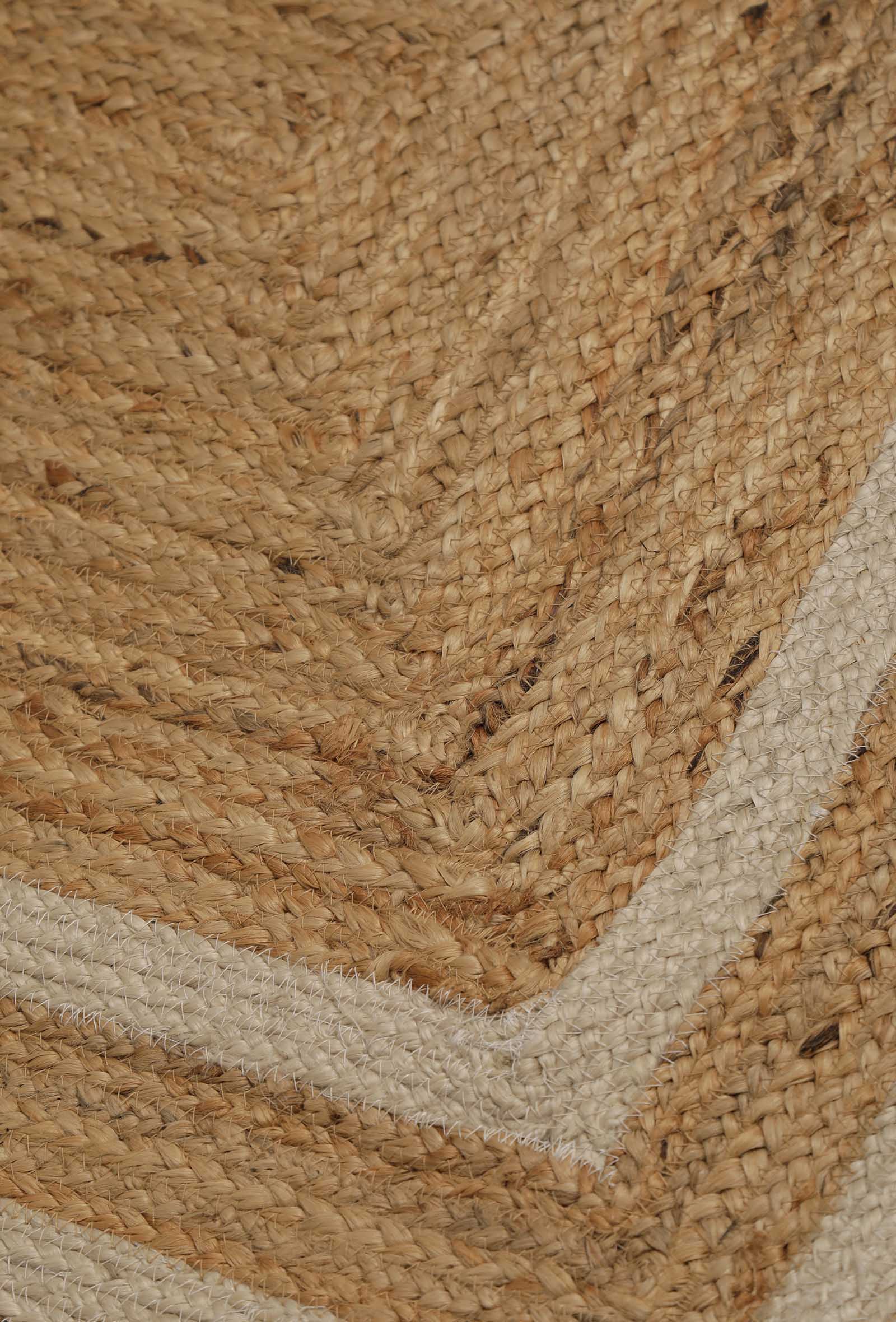 Elena White Stripe Rectangle pattern Handcrafted Jute Rug