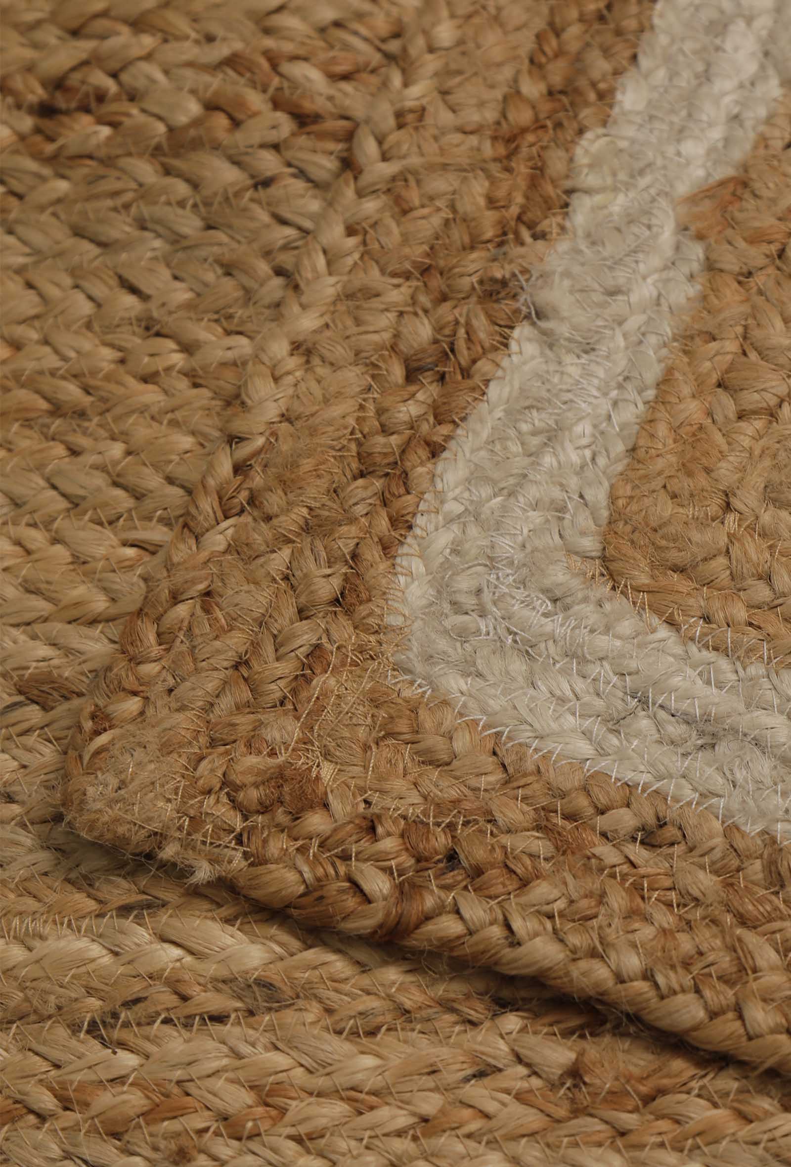 Elena White Stripe Rectangle pattern Handcrafted Jute Rug