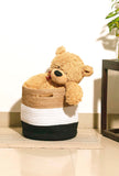 Tebby Beige and White Cotton Jute Basket